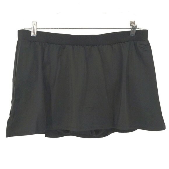Cacique Swim Skirt Womens 16 Black Slitted Attached Briefs Swim Bottoms New - Picture 1 of 6